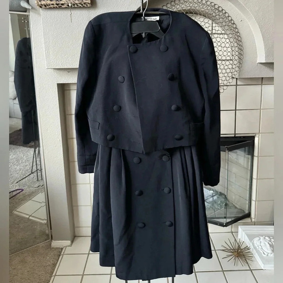 Vintage luxury suit set / tuxedo style George’s Rech strapless dress w/ jacket - Picture 3 of 16